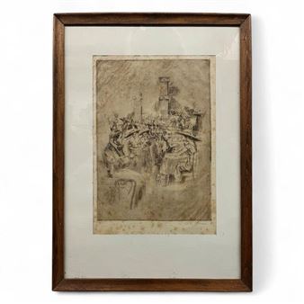 Alexander A. Blum Engraving, Boston Scene - Alexander A. Blum