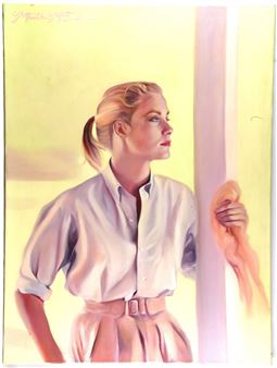 a portrait of Grace Kelly with her hair tied back standing in profile - Martha Mcfarland