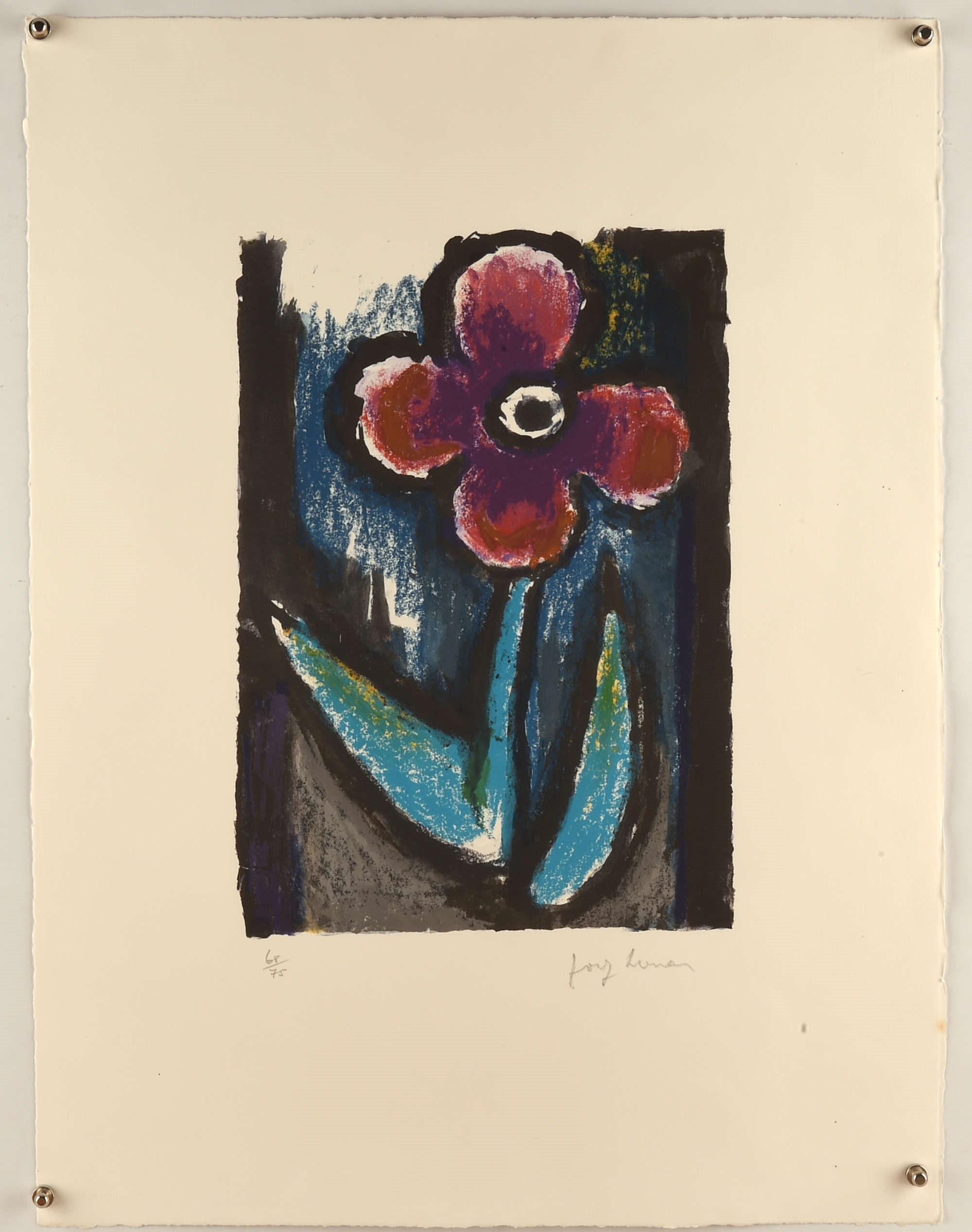 Artwork by Josef Herman, A Lyrical Flower, Made of lithograph