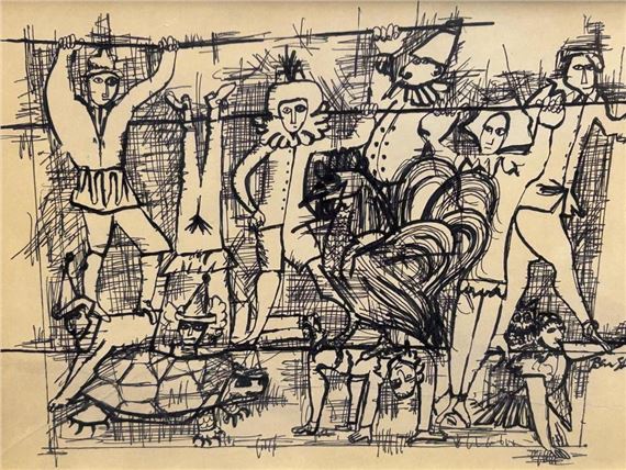 Two Things | Signed Ben Shahn Attributed Ink Drawing | MutualArt