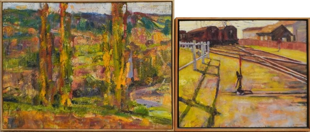 Artwork by Ron Arthaud, Les Arbres  and Winter Sun, Made of Oil on Board