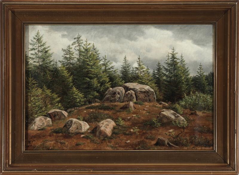 Andreas Peter Madsen | Forest view with a dolmen sorrounded by pine ...