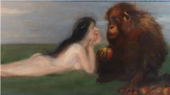 Frau mit Orang-Utan - Ludwig Wieden