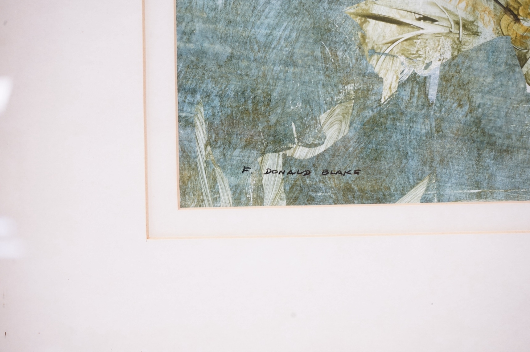 An abstract composition blending organic forms with delicate white lace-like structures.