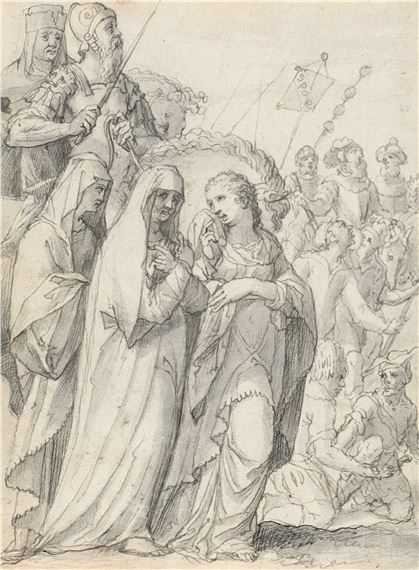 The mourning three Marys (detail from a crucifixion group - Lambert van Noort