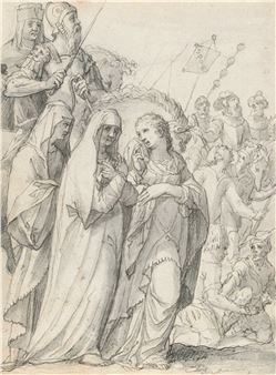 The mourning three Marys (detail from a crucifixion group - Lambert van Noort