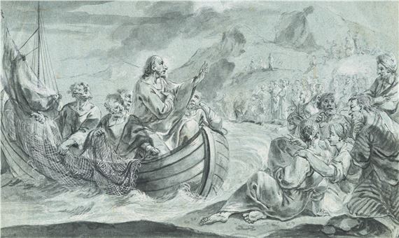 Jesus preaches at the Sea of Galilee - Johann Wolfgang Baumgartner