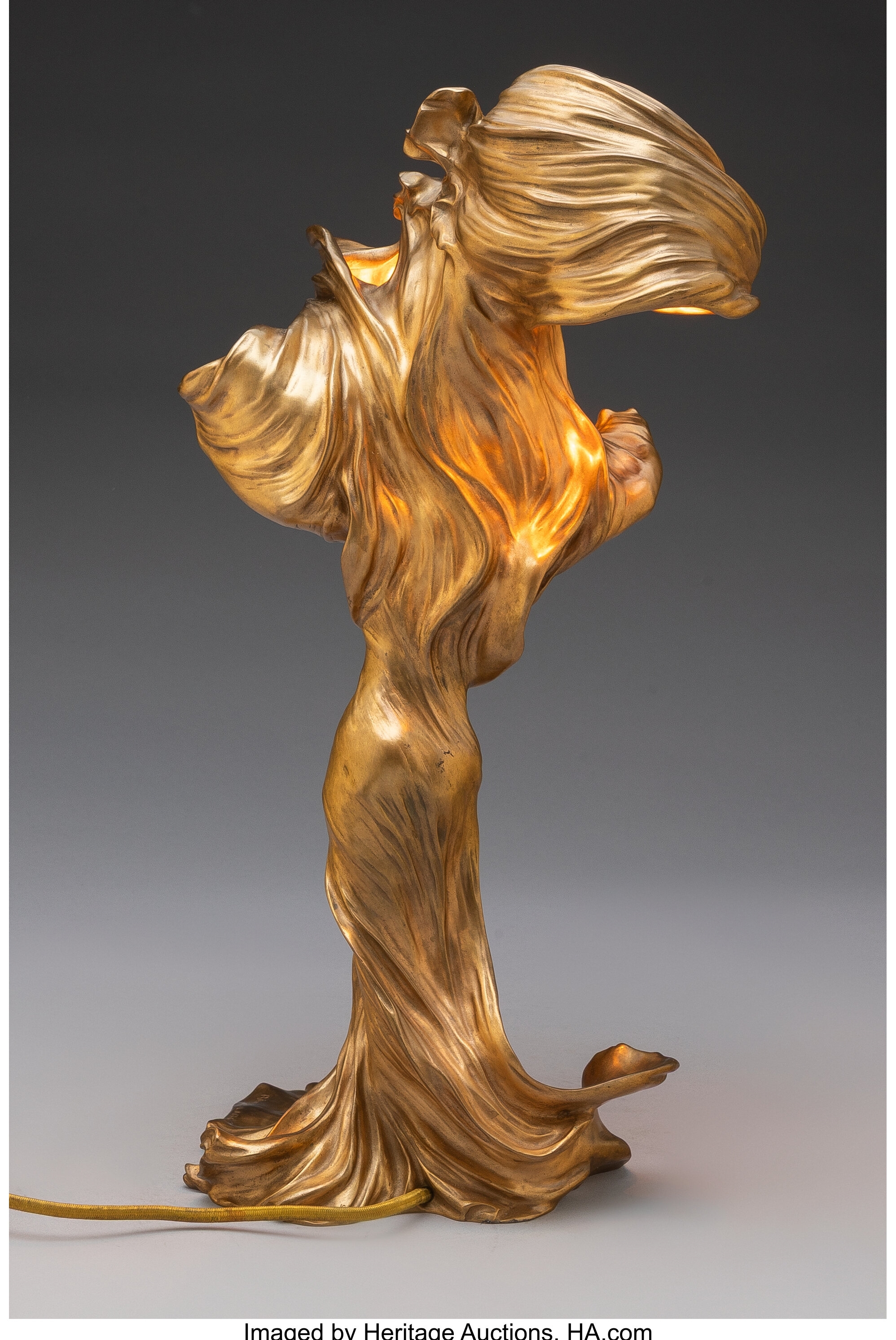 Artwork by Raoul François Larche, Loïe Fuller Table Lamp, circa 1900, Made of Gilt bronze