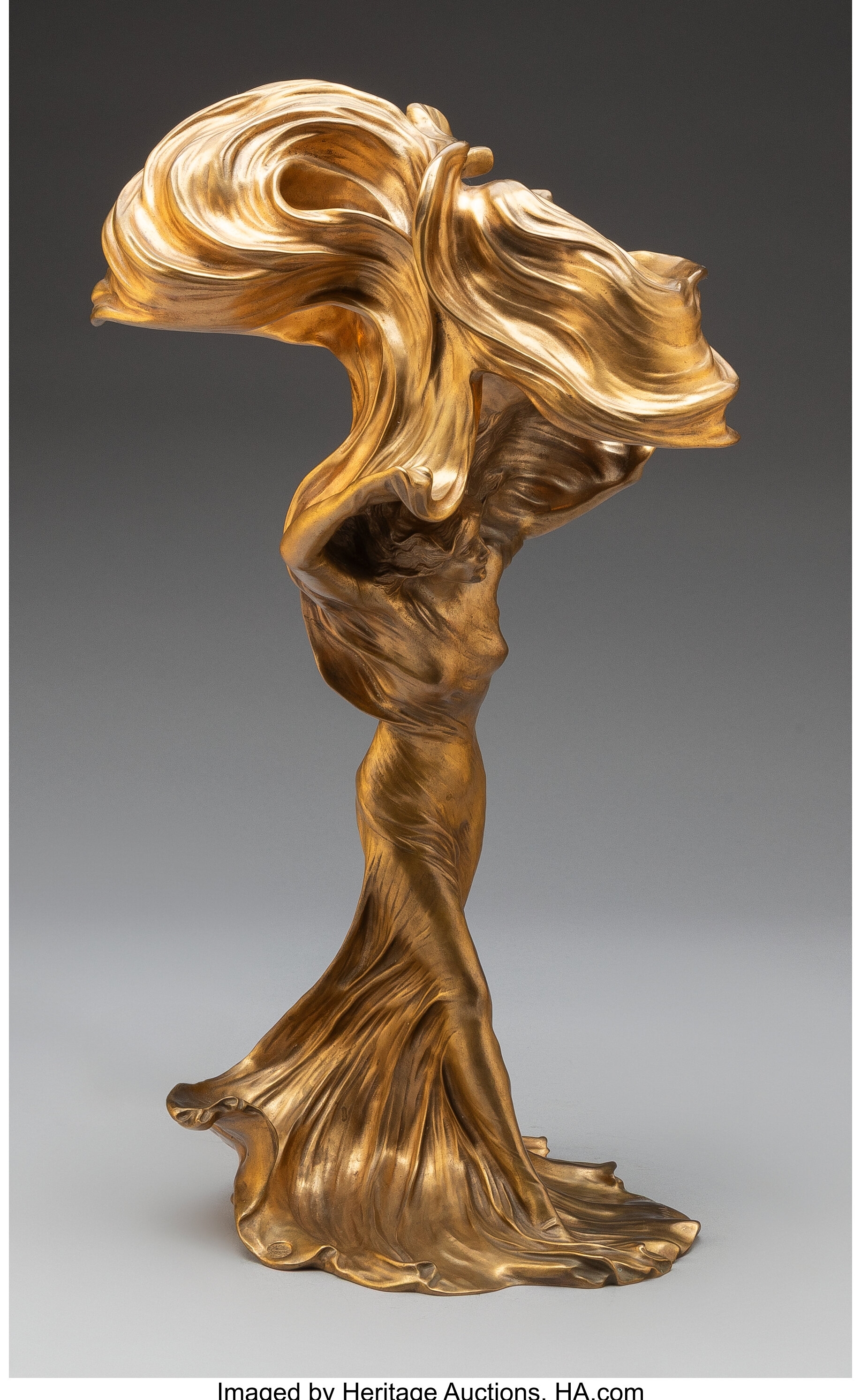 Artwork by Raoul François Larche, Loïe Fuller Table Lamp, circa 1900, Made of Gilt bronze