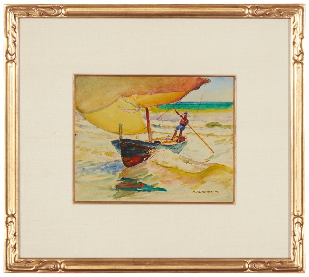 Artwork by Arthur Grover Rider, Balancing the Sail, Made of Watercolor and traces of graphite on thin paperboard