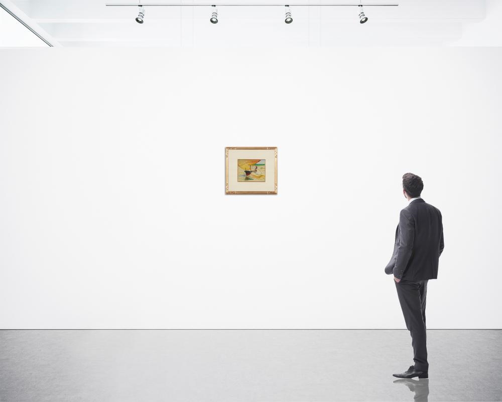 Artwork by Arthur Grover Rider, Balancing the Sail, Made of Watercolor and traces of graphite on thin paperboard