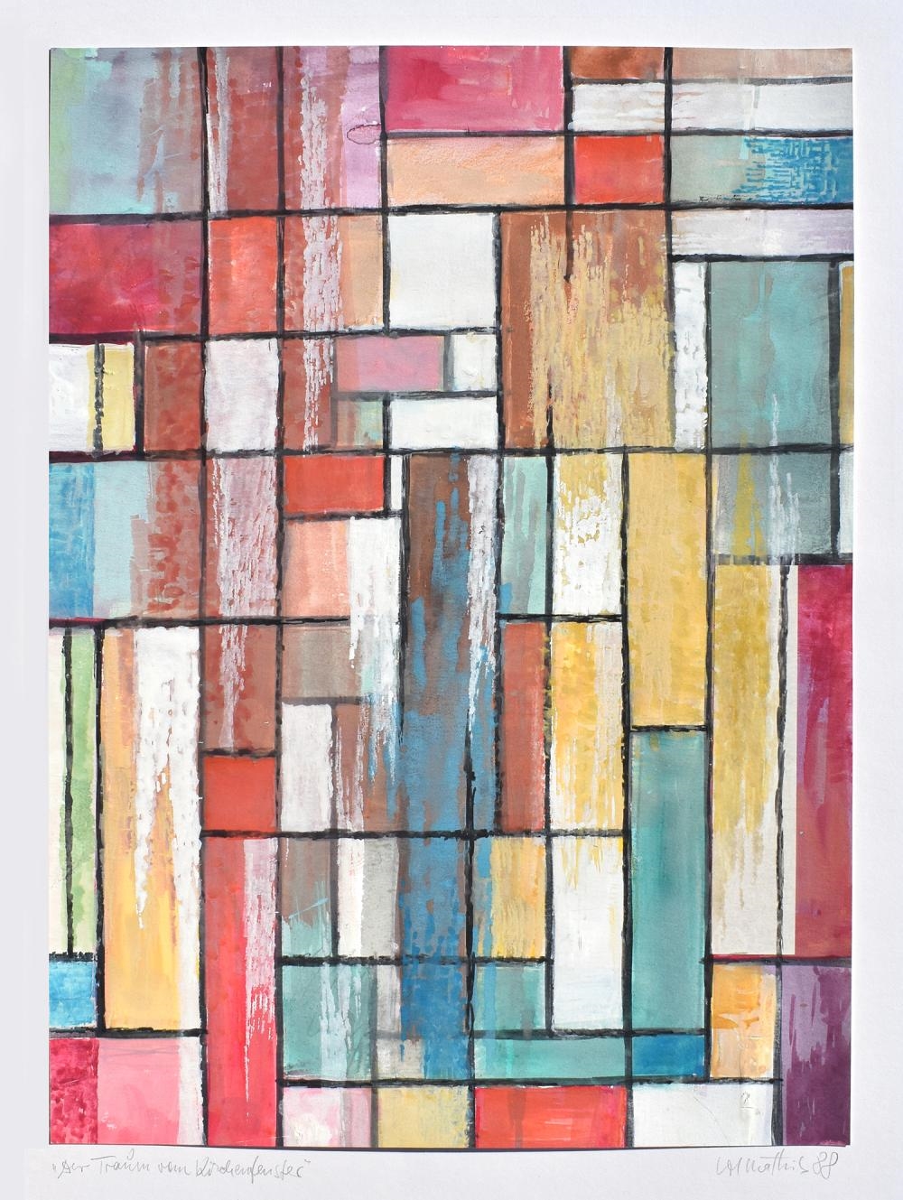 Josef Johann Mathis | Mathis Original Gouache Stained Glass Framed ...