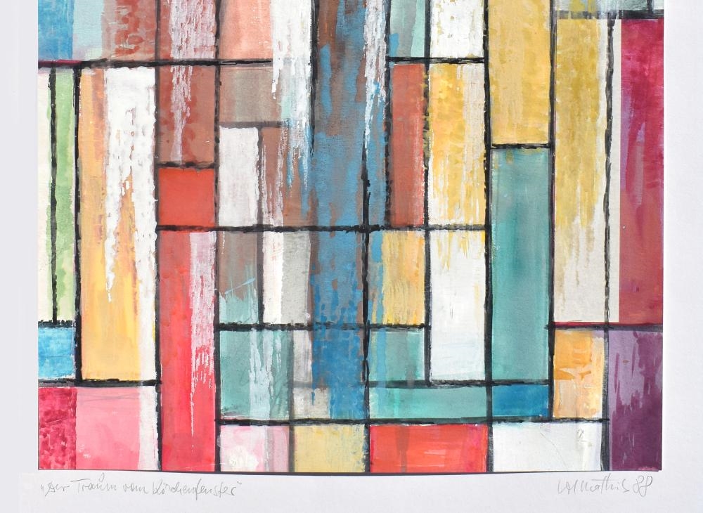 Josef Johann Mathis | Mathis Original Gouache Stained Glass Framed ...