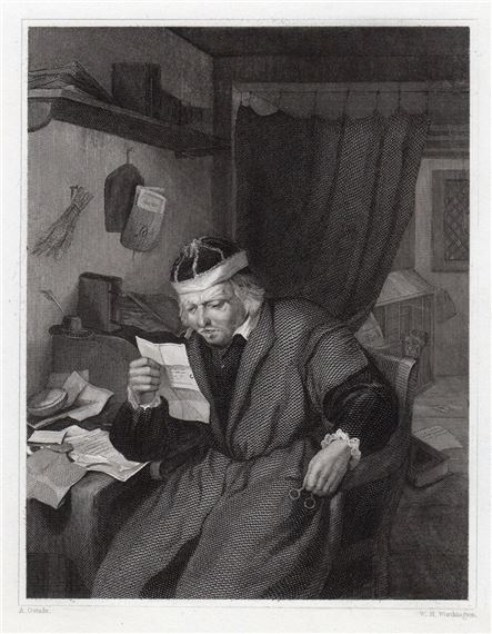 Adriaen van Ostade An Advocate in his Study (A Lawyer in his Study) engraving signed by Adriaen van Ostade