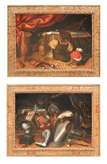 Still lifes with drapes and armour - Antonio Tibaldi