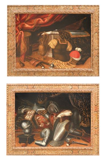 Still lifes with drapes and armour - Antonio Tibaldi