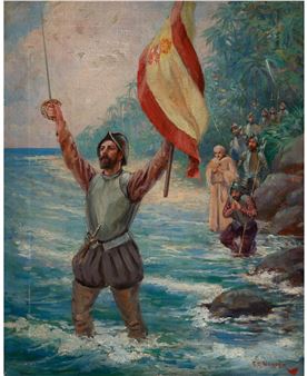 Balboa Discovering the Pacific and Landing of Columbus - Fay Rusk Harper