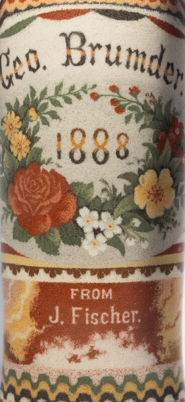 Artwork by Andrew Clemens, A Sand Art Bottle, Andrew Clemens (1857-1894), McGregor, Iowa, Dated, "1888, Made of paper