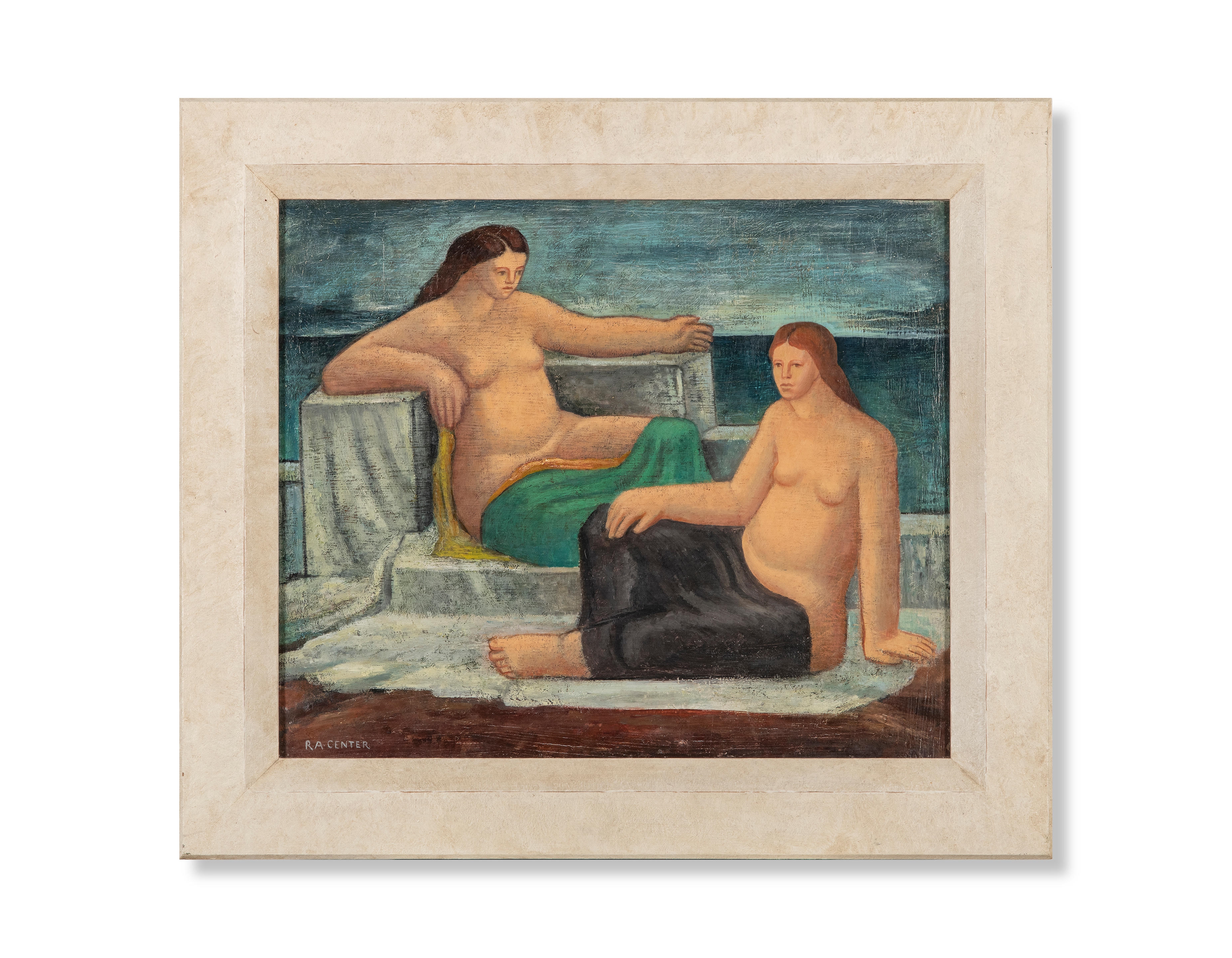 Artwork by Ronald Center, Reclining Figures, Made of oil on board