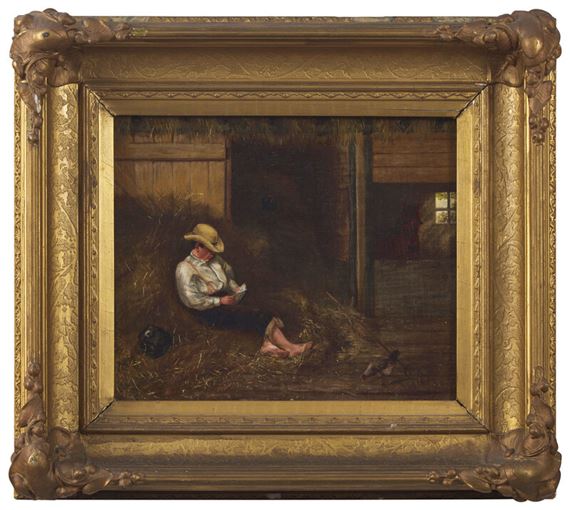 Elizabeth Rebecca Coffin (1850-1930), Boy Reading In A Nantucket Barn - Elizabeth R. Coffin