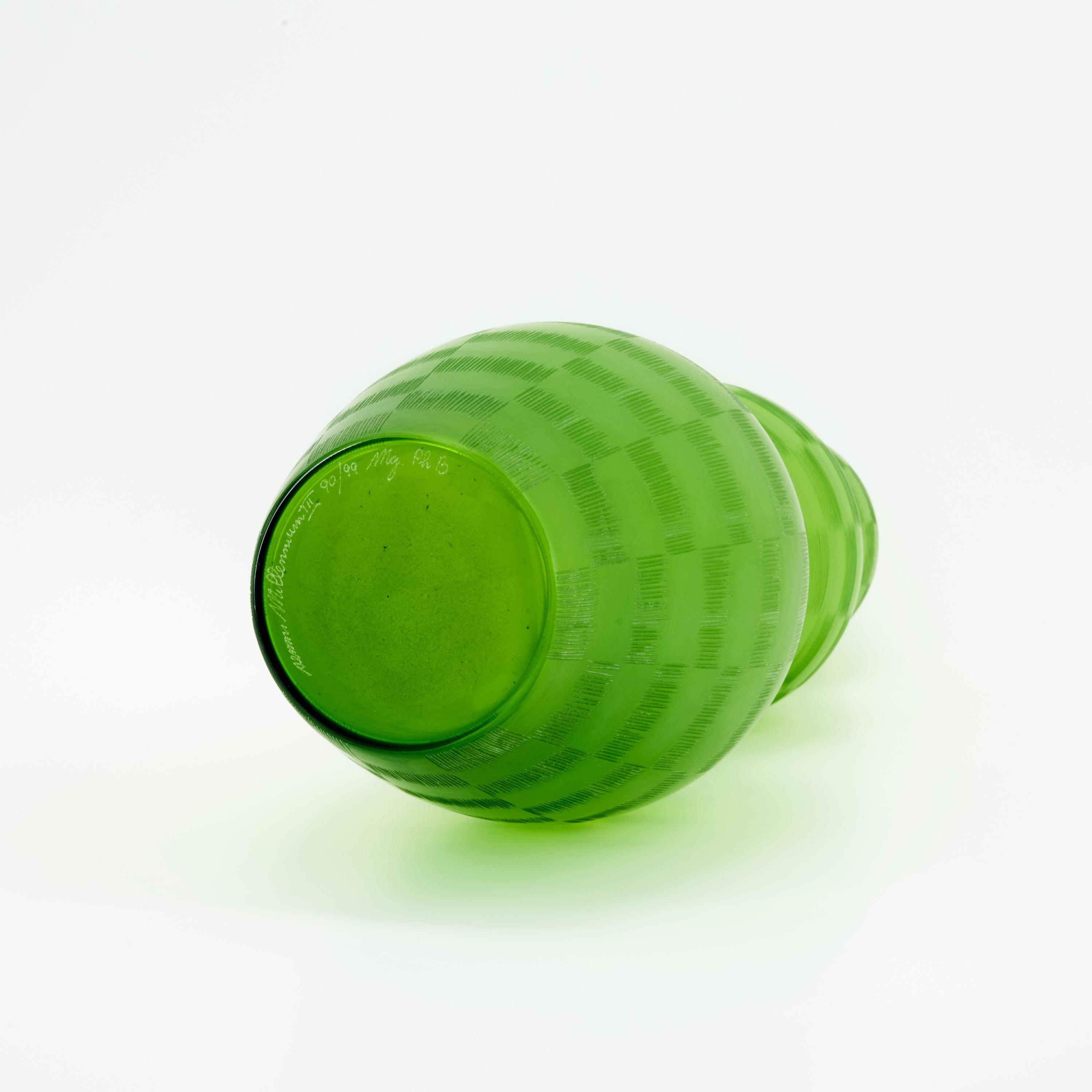 Artwork by Philip Baldwin & Monica Guggisberg, LARGE GLASS VASE "FIGURA ALTA, Made of Lime-green overlaid glass