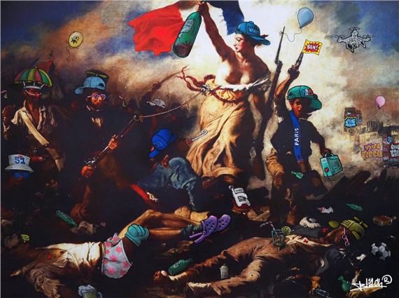 Le vin et le foot guidant le peuple 2025 by Maxim Blachere, 2025