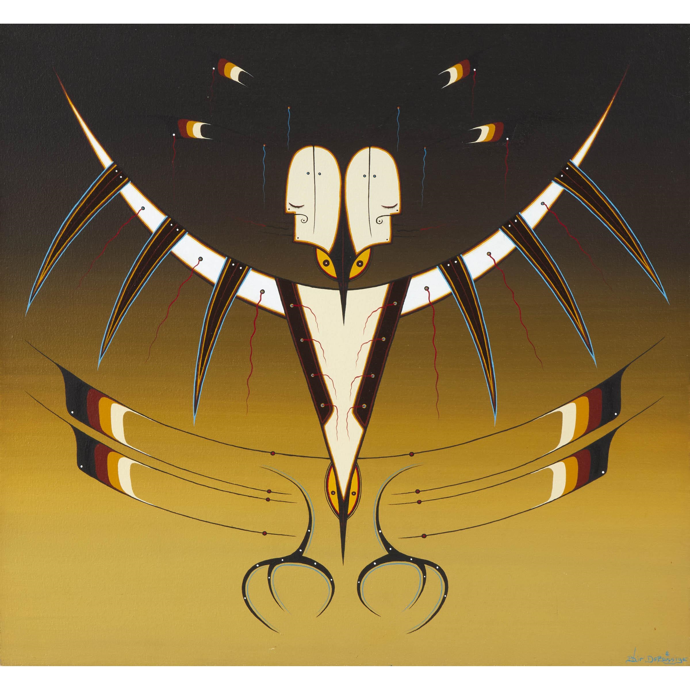 Artwork by Blair Debassige, MESSAGE TO THE PEOPLE, Made of acrylic on canvas