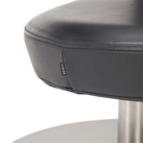 Artwork by Olav Eldøy, Black leather contoured seat on steel base, Made of Black leather contoured seat on steel base