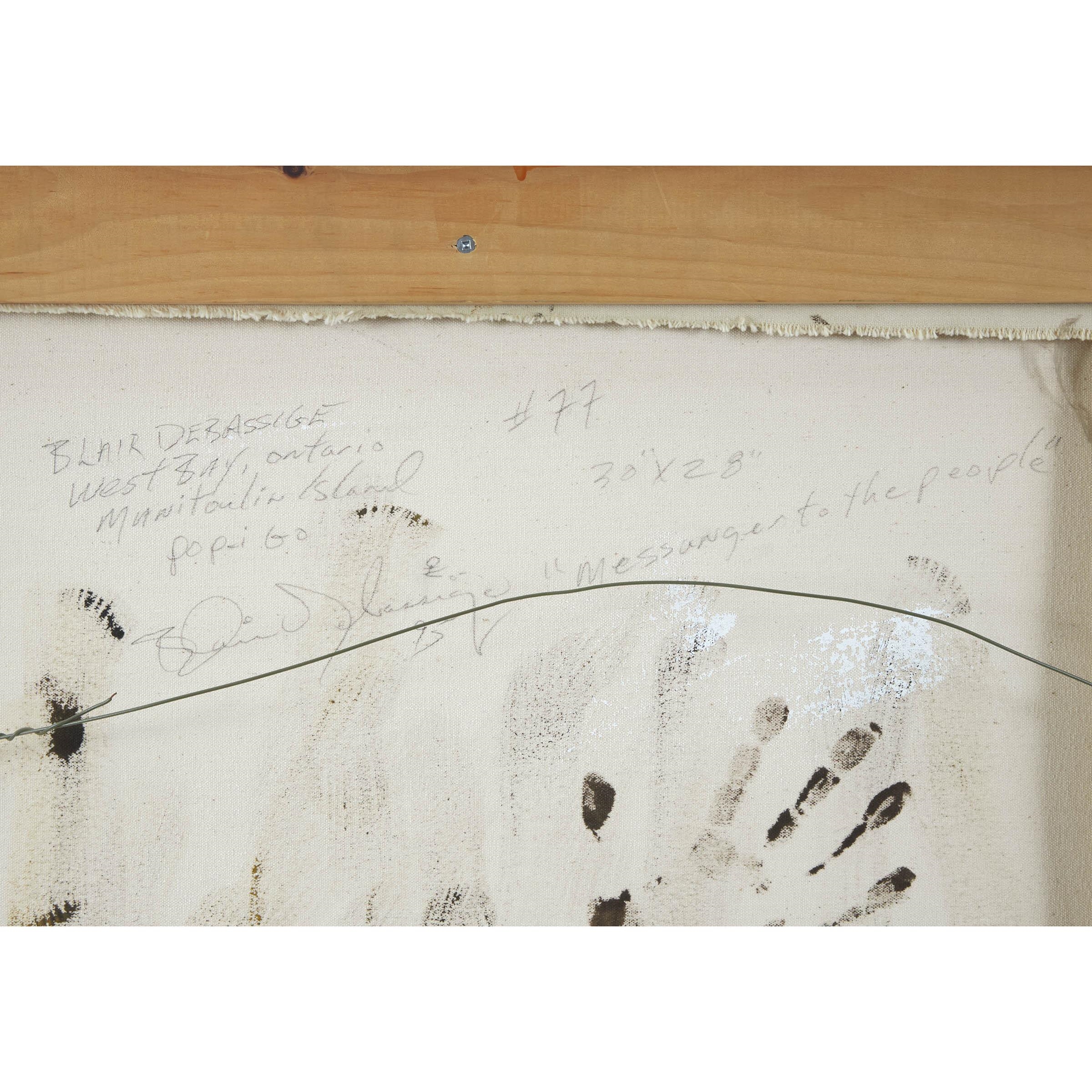 Artwork by Blair Debassige, MESSAGE TO THE PEOPLE, Made of acrylic on canvas