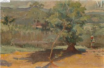 Enfant dans un paysage du Tonkin - Nguyen Duc Huyen