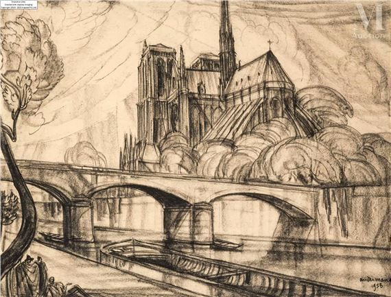 Vue de Notre-Dame depuis le quai by André Maire, 1958