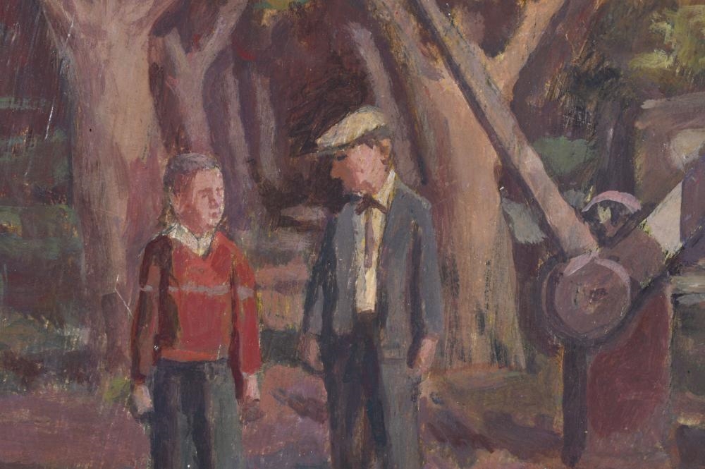 Artwork by Gerrit Van Sinclair, THE RAILROAD CROSSING, Made of Oil on artist board