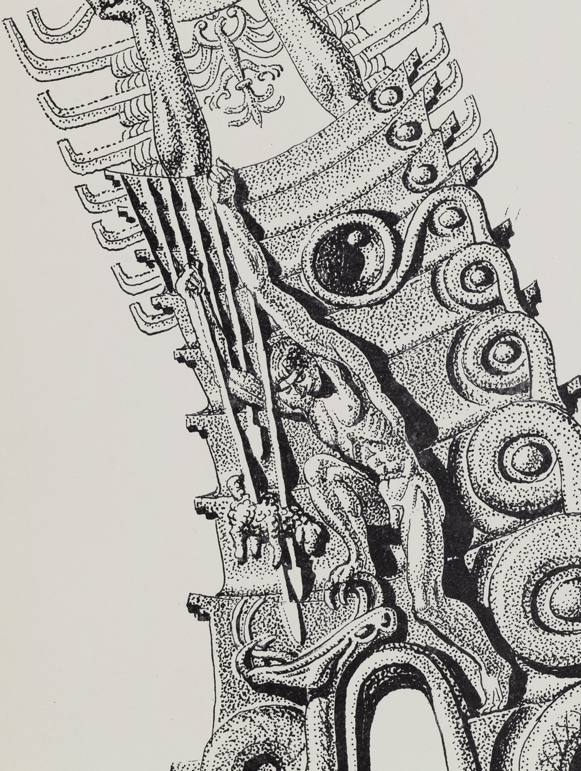 Artwork by Stanislaw Szukalski, Monument to K Ra-k, Made of cynkografia/paper