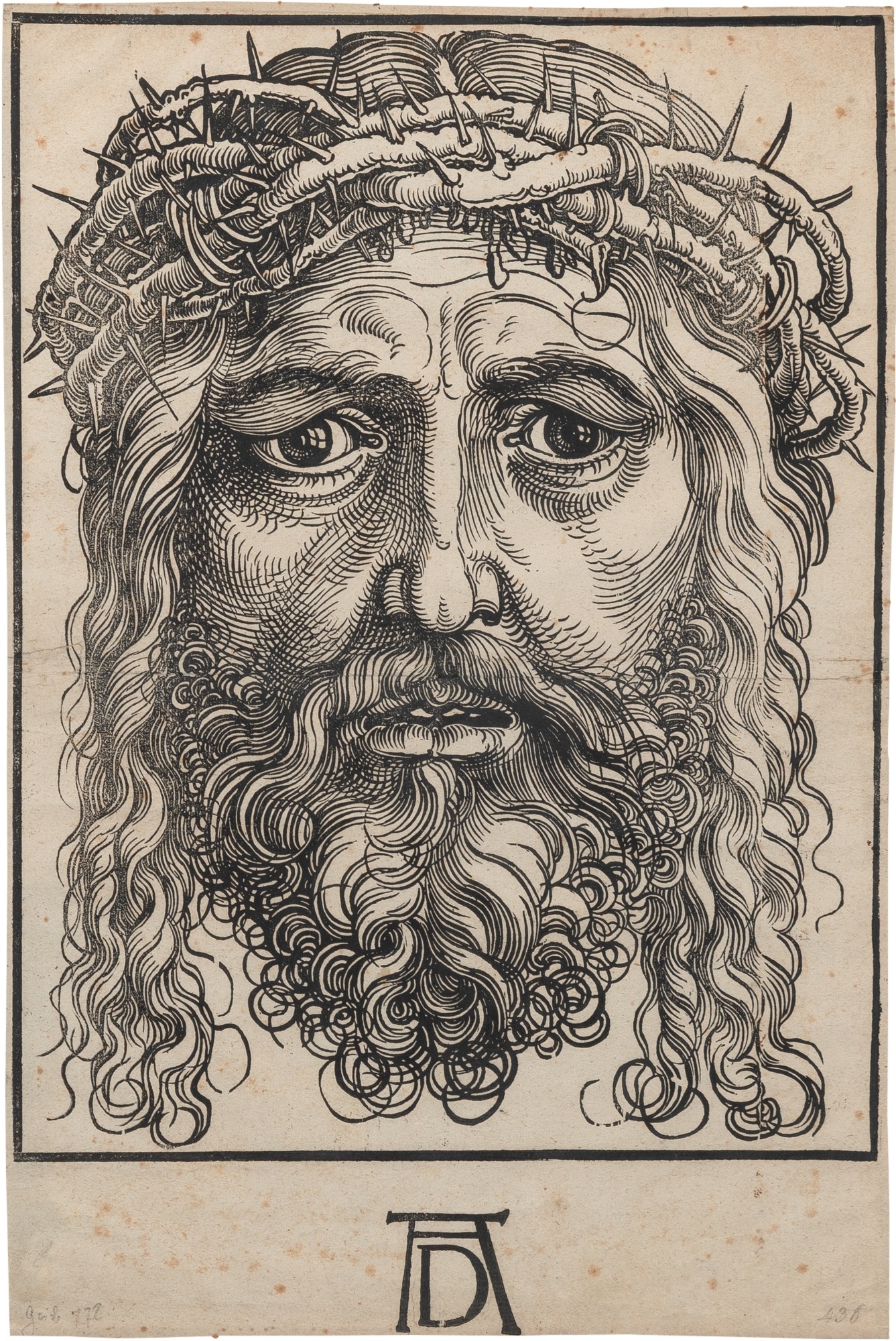 Hans Sebald Beham | THE HEAD OF CHRIST CROWNED WITH THORNS (BARTSCH APP ...