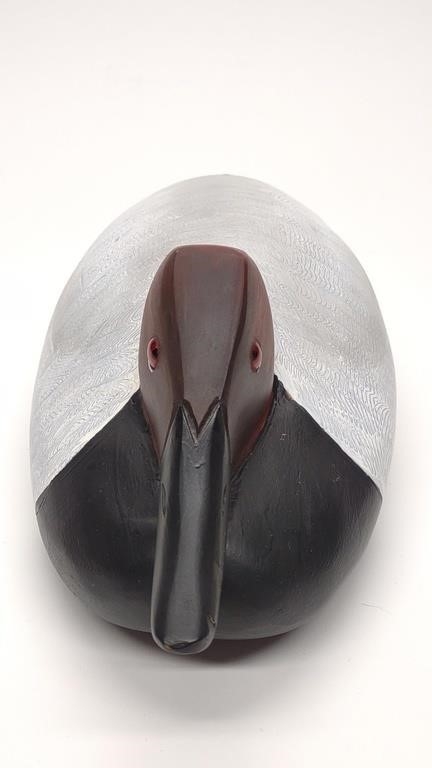 Artwork by Doug Gates, Doug Gates Tucked Head Canvasback Drake Duck Decoy, Made of glass