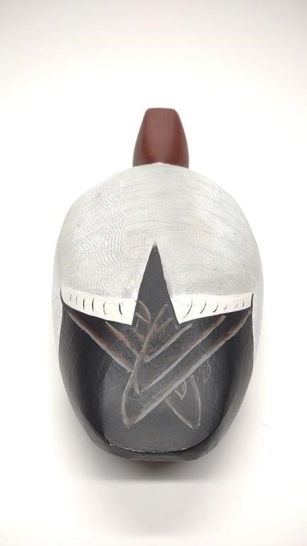 Artwork by Doug Gates, Doug Gates Tucked Head Canvasback Drake Duck Decoy, Made of glass