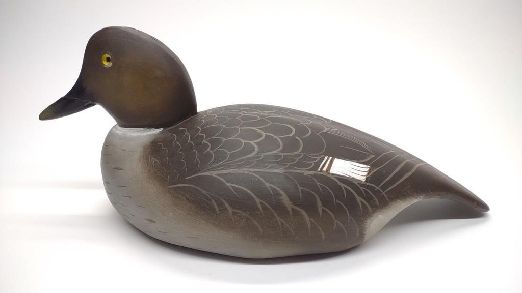 Artwork by Doug Gates, Doug Gates Goldeneye Hen Duck Decoy, Made of glass