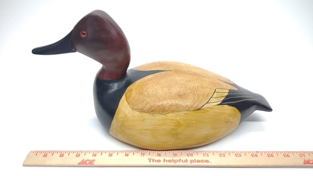 Artwork by Doug Gates, Doug Gates Canvasback Drake Duck Decoy, Made of glass