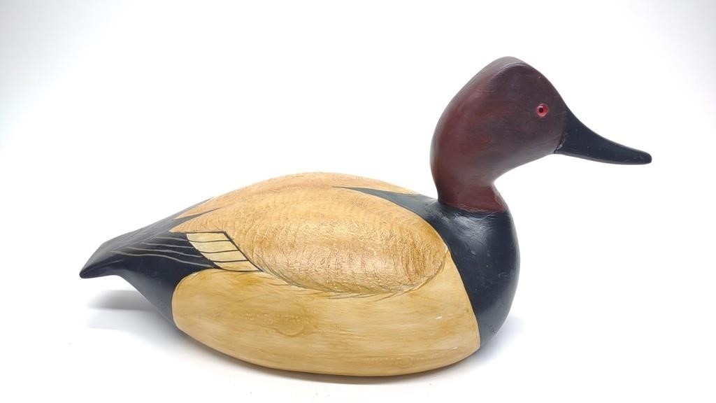 Artwork by Doug Gates, Doug Gates Canvasback Drake Duck Decoy, Made of glass