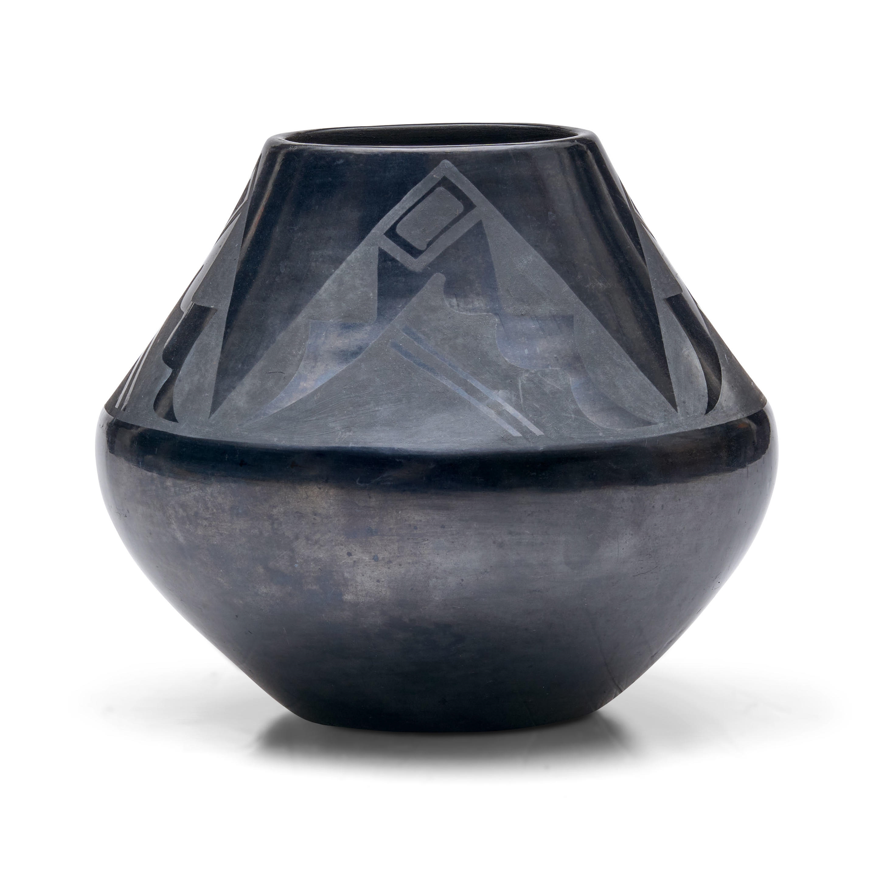 Artwork by Maria Montoya Martinez, A Maria Martinez blackware jar, Made of blackware
