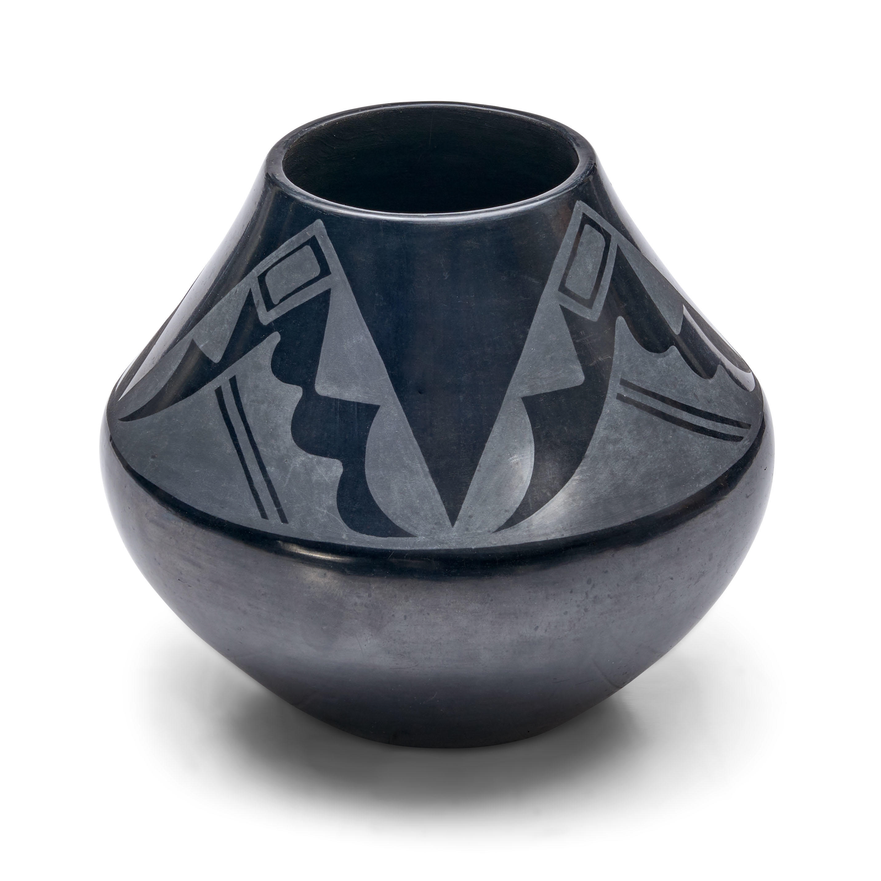 Artwork by Maria Montoya Martinez, A Maria Martinez blackware jar, Made of blackware