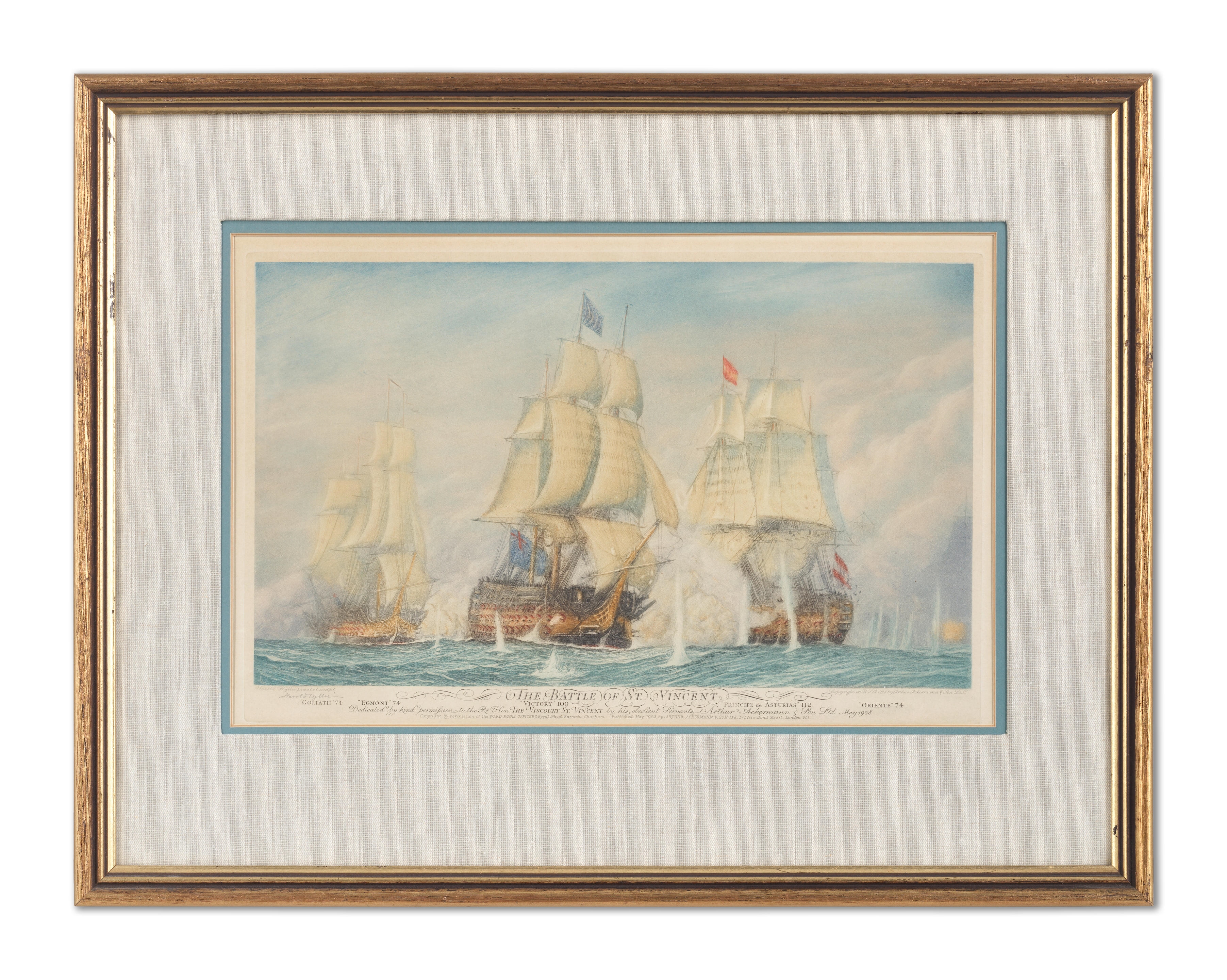 Artwork by Harold Wyllie, 'The Battle of St. Vincent', 1928, Made of Etching with aquatint in colours