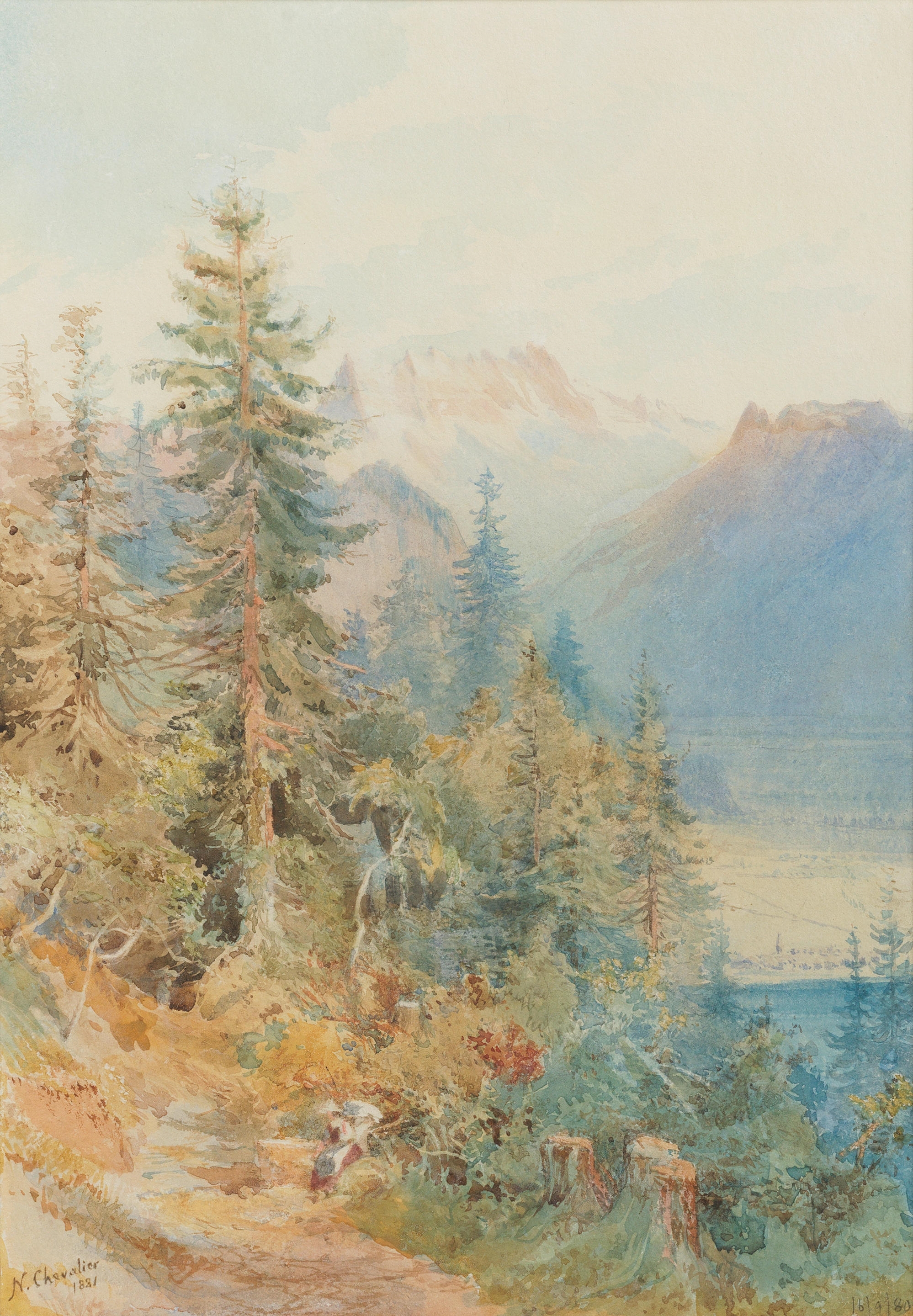 Artwork by Nicolas Chevalier, Alpine scene, Made of Watercolour