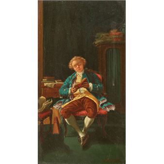 La lecture - Adolphe Francois Monfallet