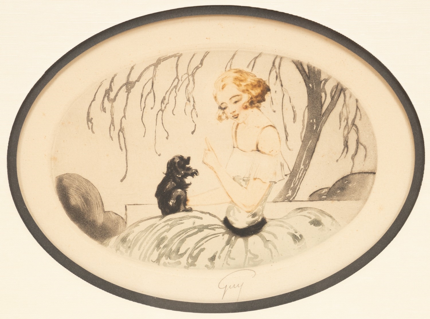 Louis Icart | 3 ETCHINGS OF LADIES WITH ANIMALS | MutualArt