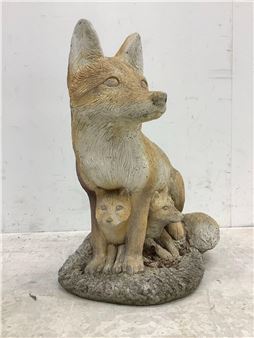 STONE COMPOSITE AND PLASTER GARDEN STATUETTE - Vixen