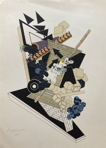 Lithographie Originale Alain Le Yaouanc Signée Numérotée 1970 - Art Abstrait - Sur Papier