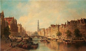 Vue des quais de la ville d'Amsterdam. - Pierre Justin Ouvrié