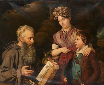 Scène italienne, la visite au capucin. - Michel Ghislain Stapleaux