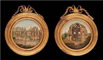 Lot se composant de deux micro-mosaïques au décor de vestiges. - Italian School, 19th Century